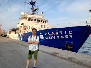 Plastic Odyssey docked at the Port of Chennai.